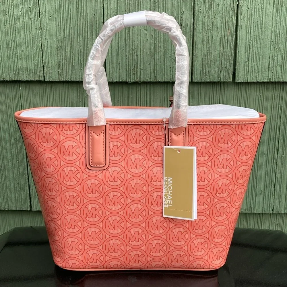 Michael Kors Jodie Small Logo Jacquard Tote Bag With Emblem Charm